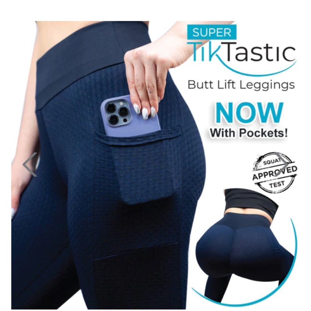 BLUE Peplos Super TikTastic Butt Lift Leggings Now W Pockets As Seen On Social